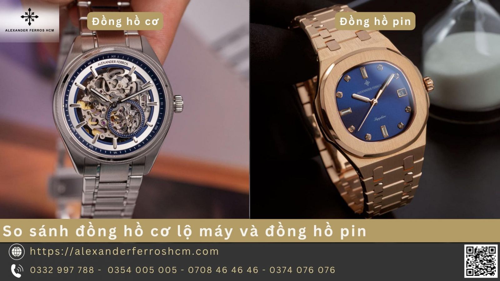 So sánh đồng hồ cơ lộ máy và đồng hồ pin