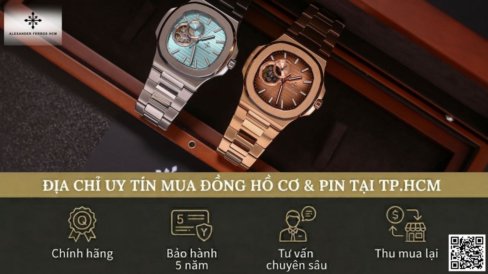 Mua đồng hồ cơ và pin uy tín tại Alexander Ferros HCM