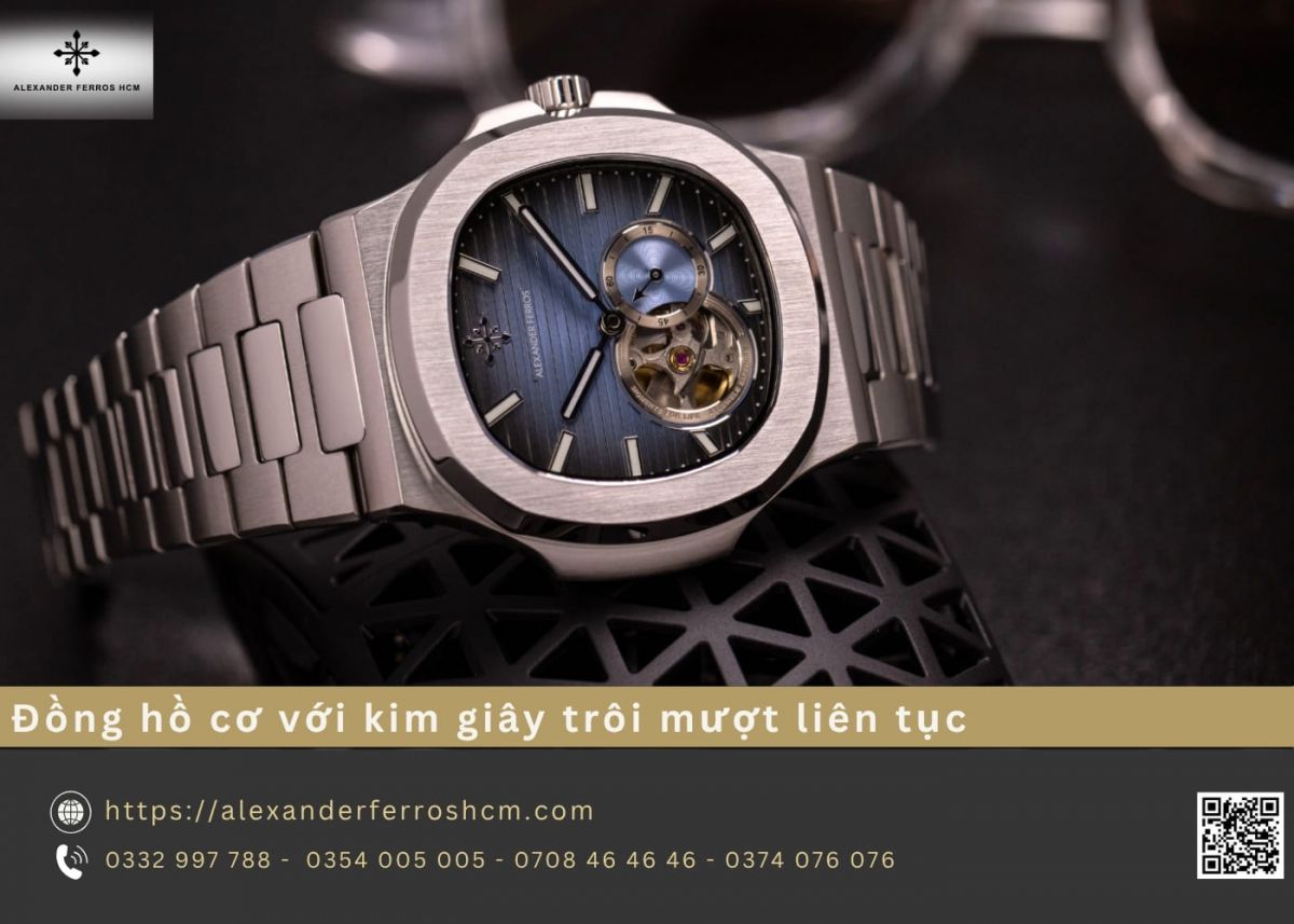 Đồng hồ cơ với kim giây trôi mượt liên tục