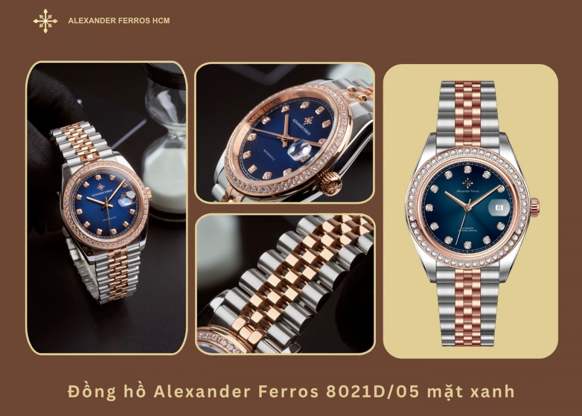 Đồng hồ Alexander Ferros 8021D/05 mặt xanh