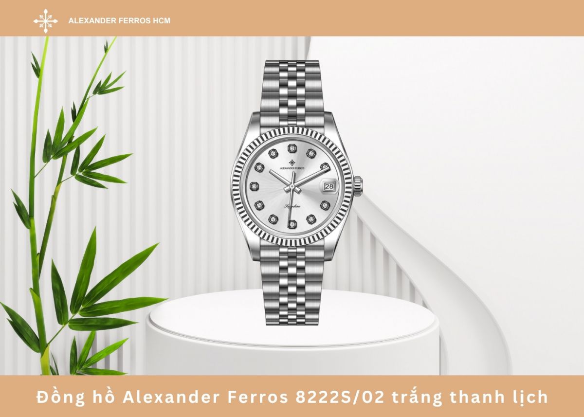 Đồng hồ Alexander Ferros 8222S/02 trắng thanh lịch