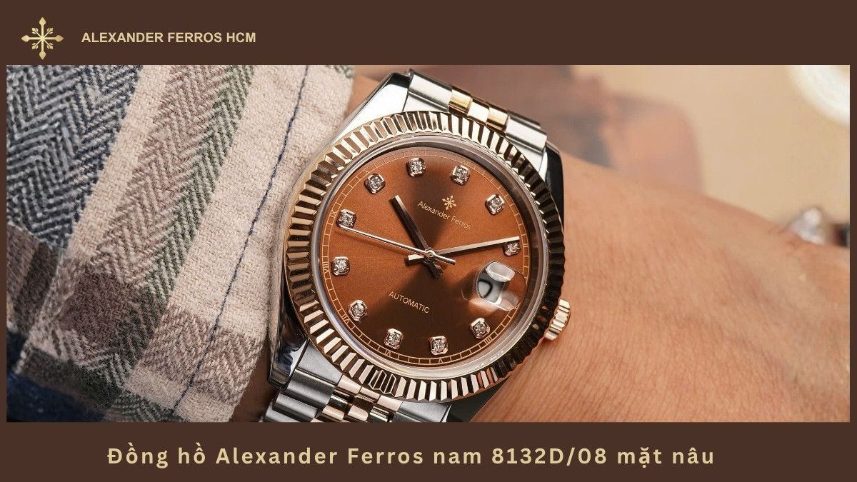 Đồng hồ Alexander Ferros nam 8132D/08 mặt nâu