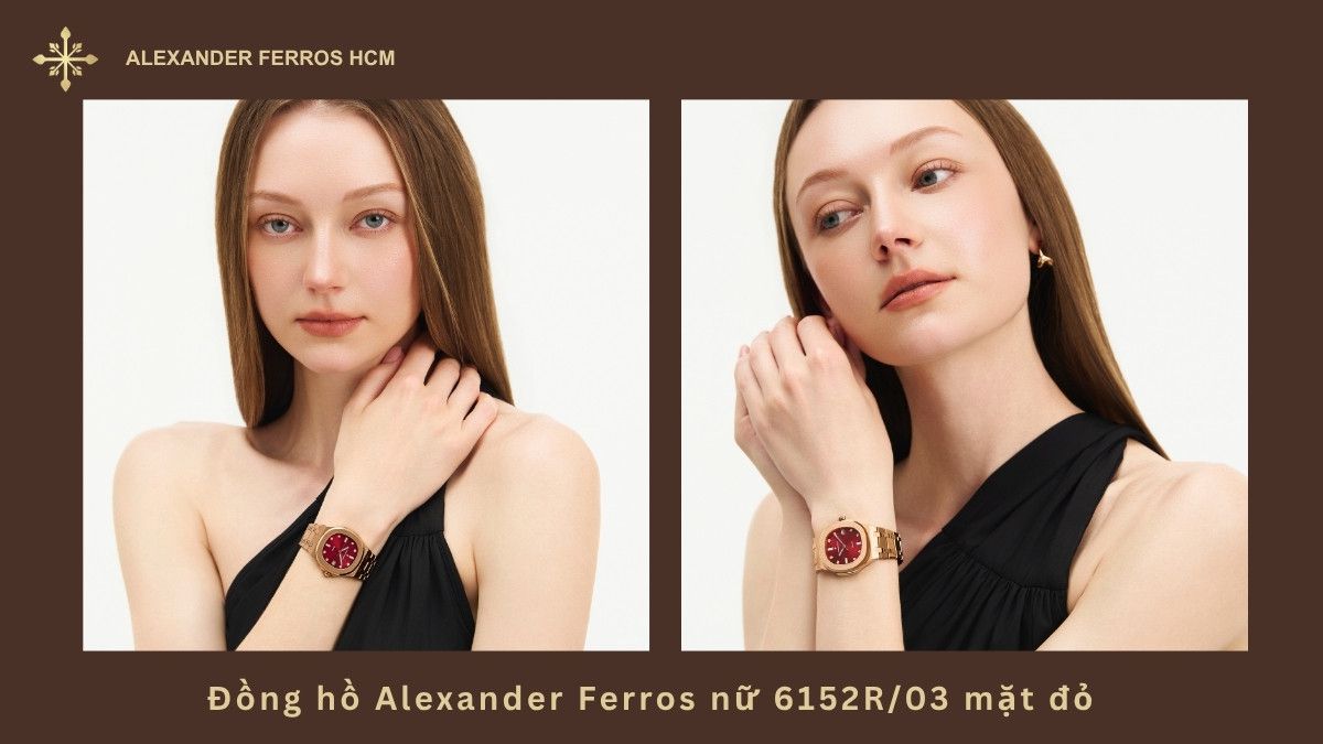 Đồng hồ Alexander Ferros nữ 6152R/03 mặt đỏ