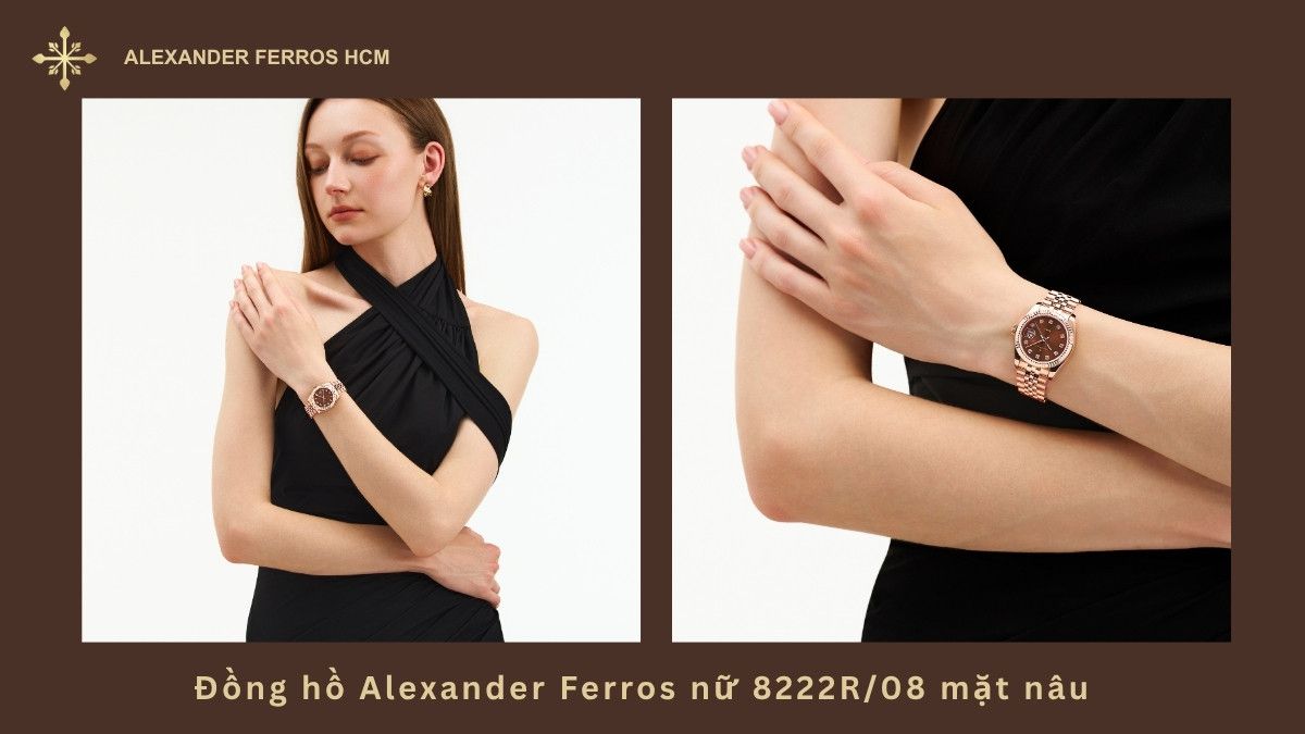 Đồng hồ Alexander Ferros nữ 8222R/08 mặt nâu
