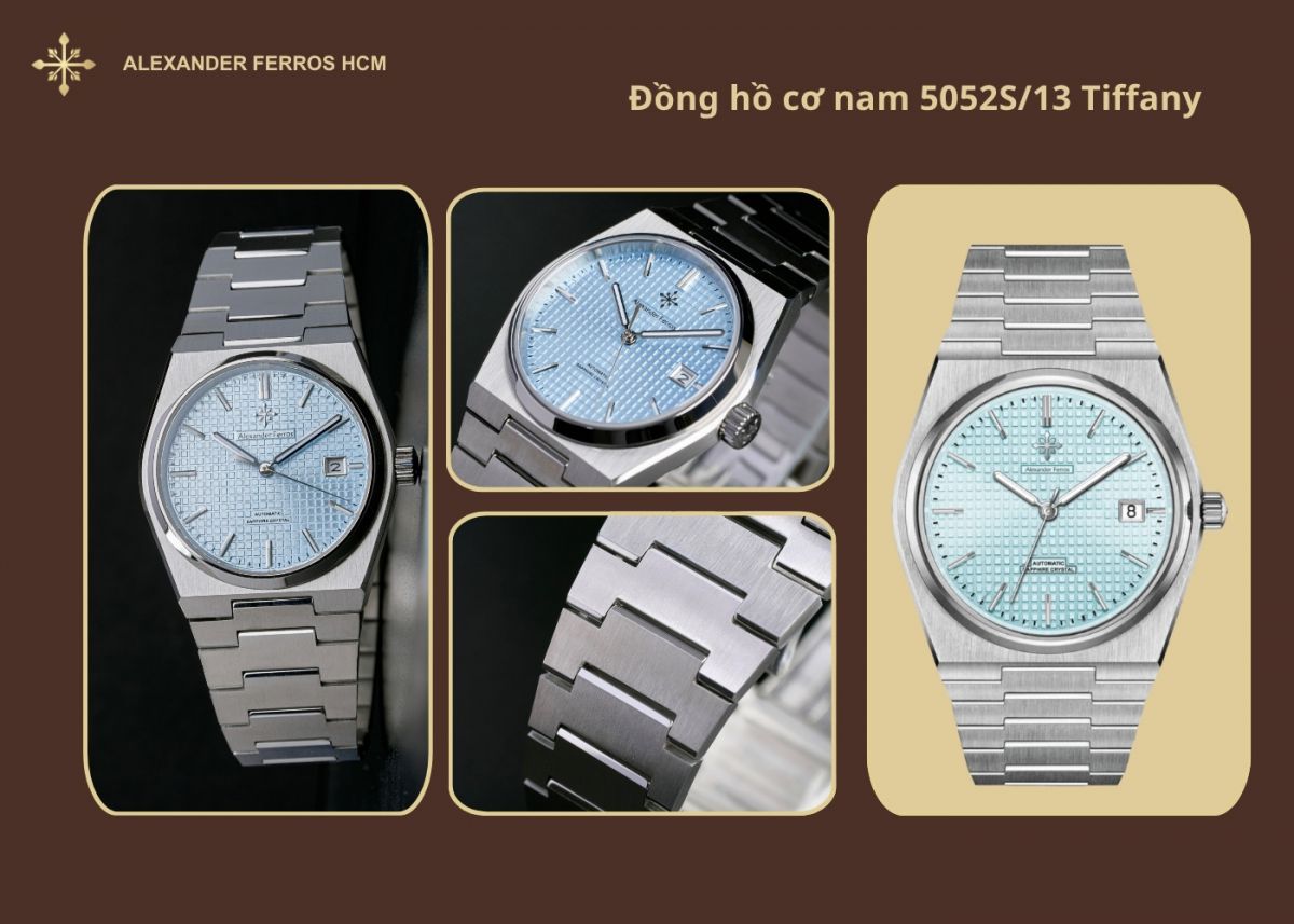 Siêu phẩm mặt xanh băng Alexander Ferros 5052S/13 dây kim loại