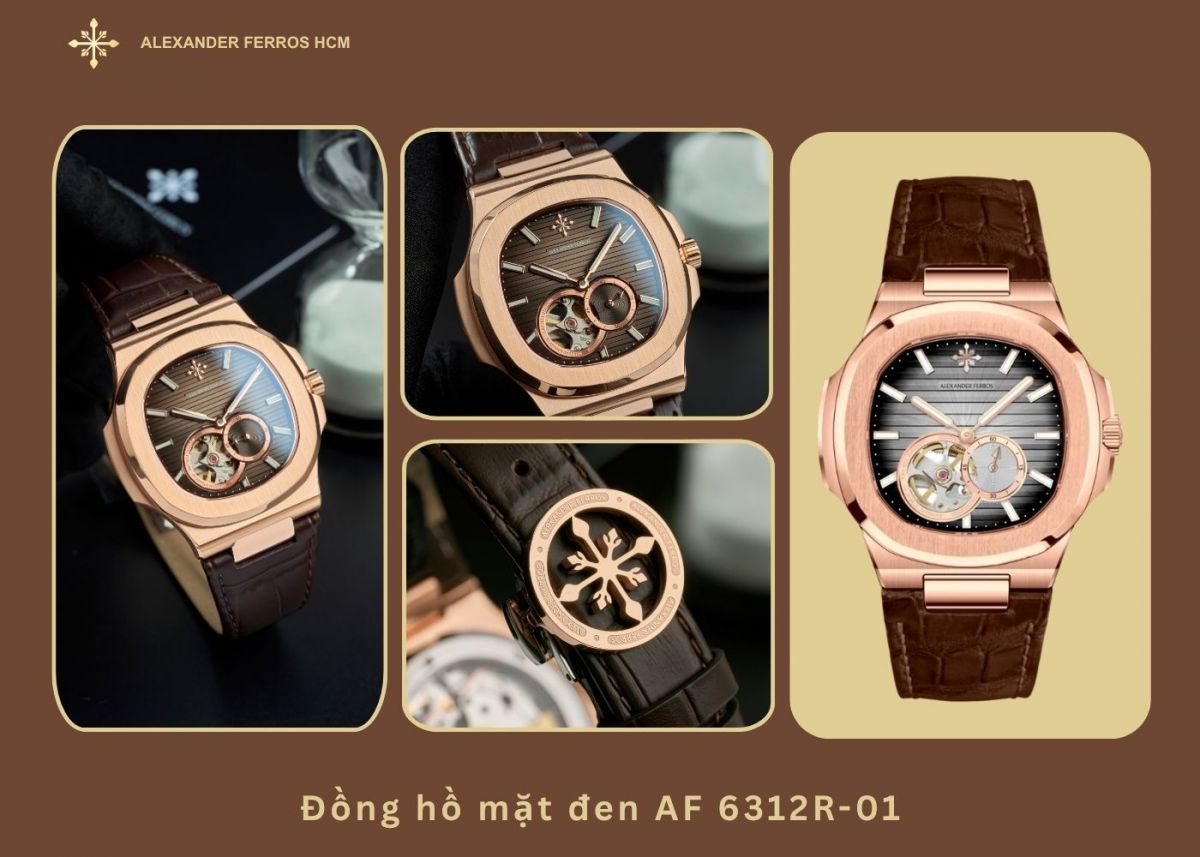 Đồng hồ mặt đen AF 6312R-01