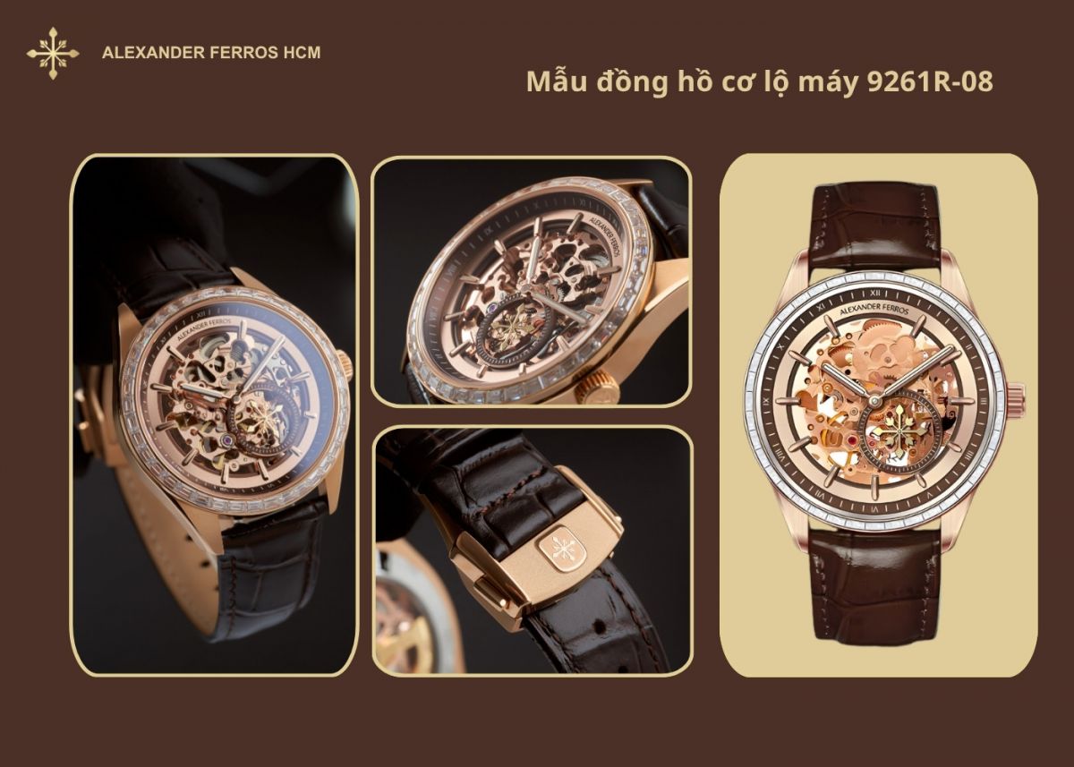 Tuyệt tác skeleton Alexander Ferros 9261R-08 đính đá Moissanite thượng lưu