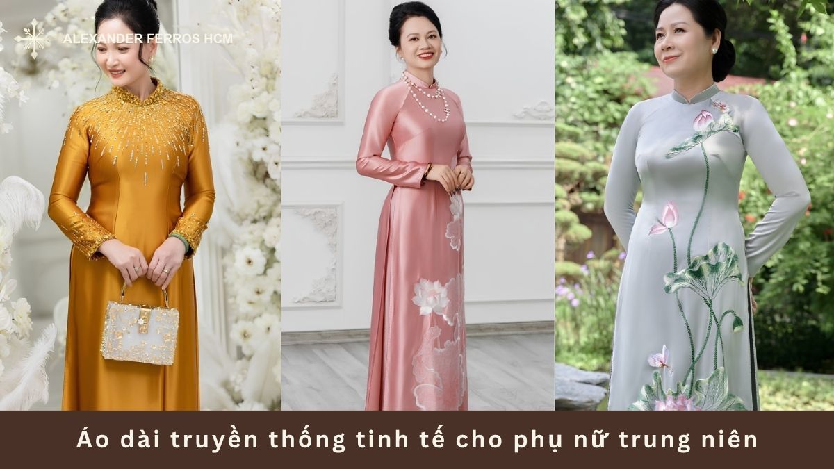 Áo dài truyền thống tinh tế cho phụ nữ trung niên
